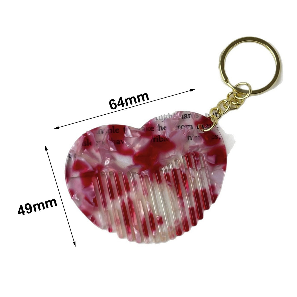 Mini Love Heart Comb Keychain Accessory Acetate Pocket Comb