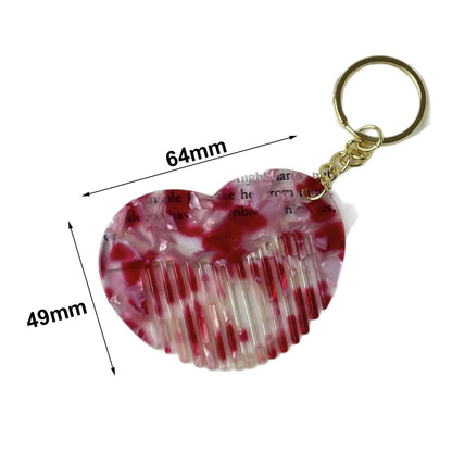Mini Love Heart Comb Keychain Accessory Acetate Pocket Comb