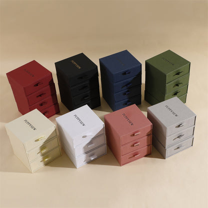 3.2" Lichee Pattern Gift Box Boutique Jewelry Box with Sponge Filled Drawer Package Gift Box