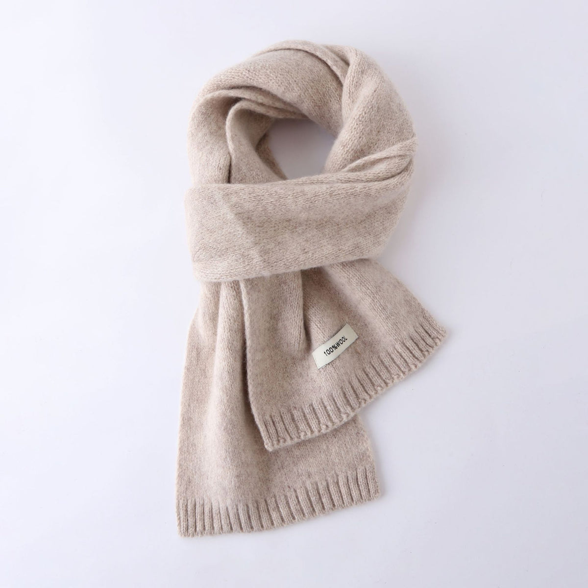 63'' 100% Lamb Wool Plain Scarf Solid Color Wool Scarf Knitted Scarf for Men and Women