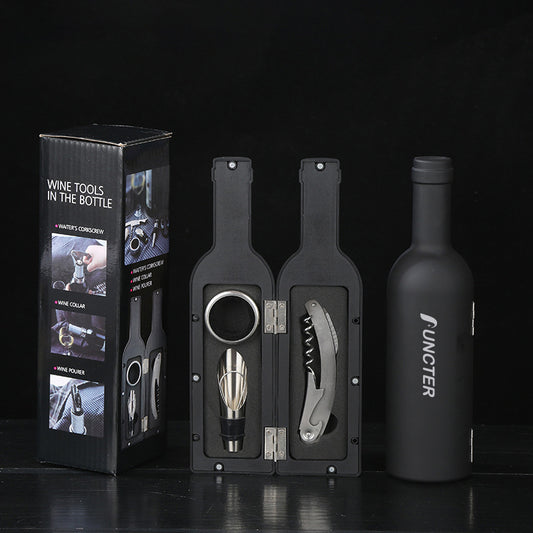 Regular Wine Opener Set In Bottle Shape Colorful Box-3 Piece