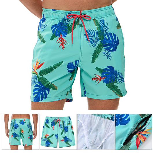 Men's Swim Trunks Swim Shorts Quick Dry 5" Inseam Beach Shorts with Zipper Pocket