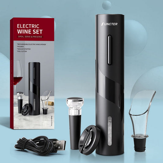 4-in-1 Electric Wine Opener Set USB-C Rechargeable Automatic Wine Bottle Opener
