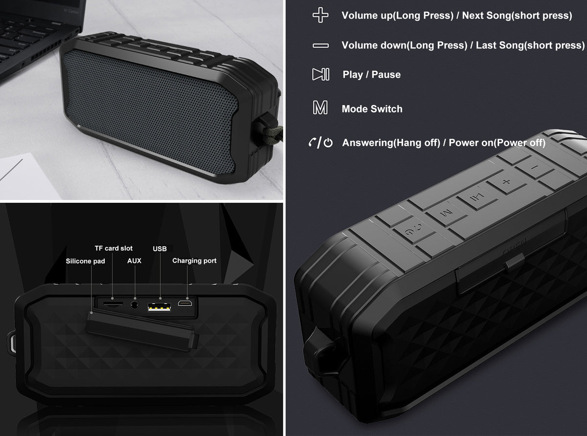 1200 mAh IP65 Waterproof Square Wireless Speaker
