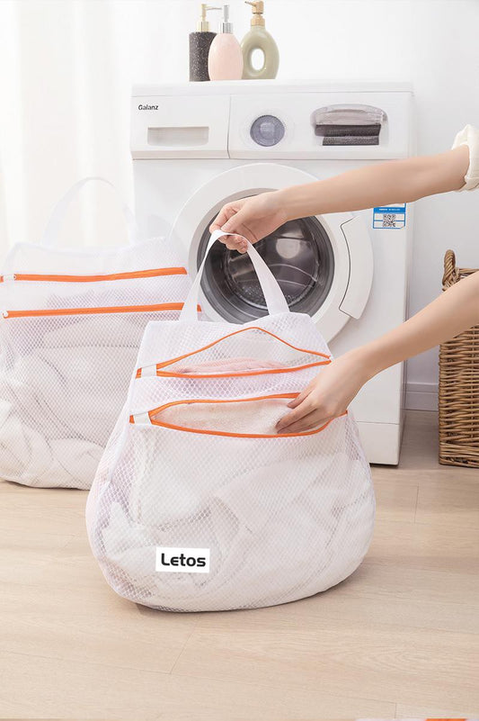 24x24" Portable Double Zippered Mesh Laundry Bags Laundry Wash Bags for Delicates-Woven Label