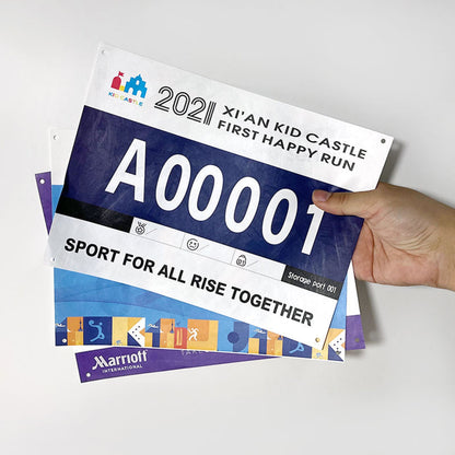 Custom 9.5" x 6.3" Paper Running Race numbers with Safety Pins