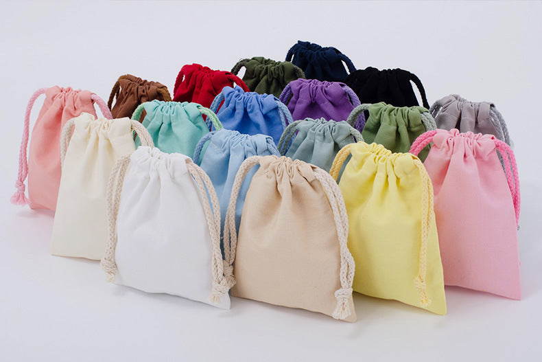 Custom Colorful 8 Oz Cotton Canvas Cloth Drawstring Bags Jewelry Wedding Candy Gift Bags