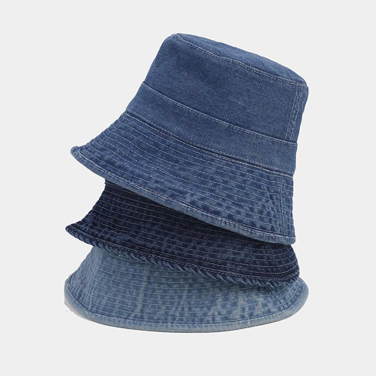 Summer Washed Denim Bucket Hat Beach Sun Hat