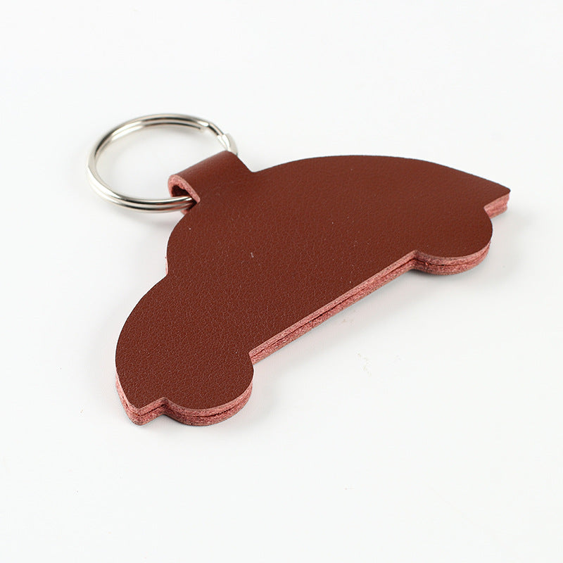 House Shape Leather Key Tag Keychain