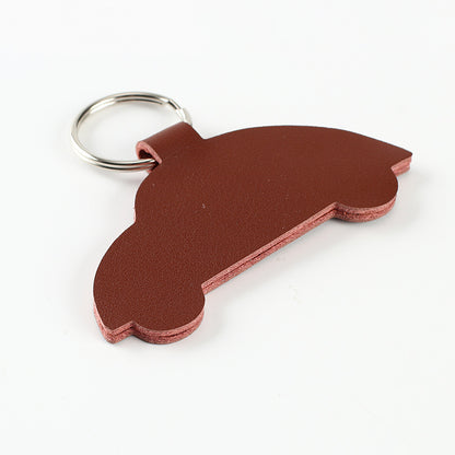 House Shape Leather Key Tag Keychain