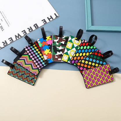 Geometric Shapes Raised 3D Soft PVC Luggage Tag For Suitcase Travel Baggage Identification