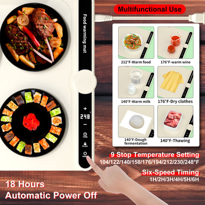 Food Warming Mat Electric Warming Tray Roll Up Food Warmers for Parties Buffet-Large Size