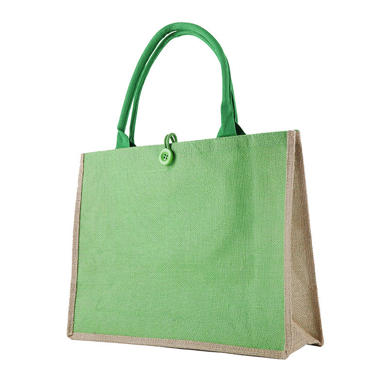 Burlap Tote Bags W/ A Button