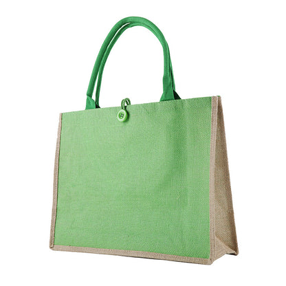 Burlap Tote Bags W/ A Button