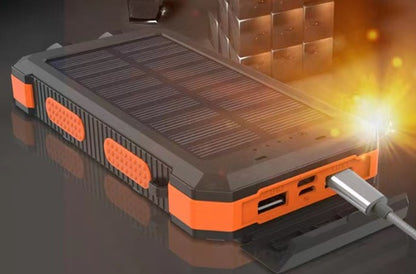 10000mAh Solar Dual Port Water Resistant Power Bank W/ 2 LED Lights