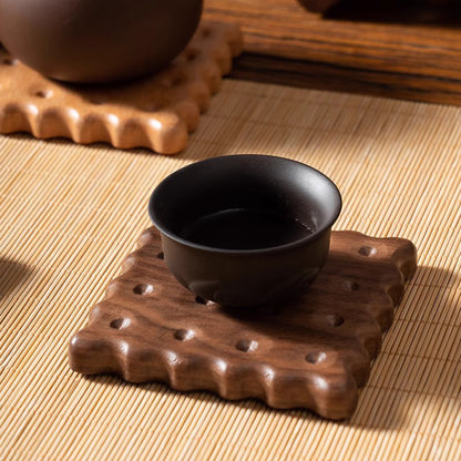 Black Walnut Wood Round Biscuit Shaped Cup Coasters