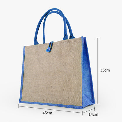 Burlap Tote Bags W/ A Button