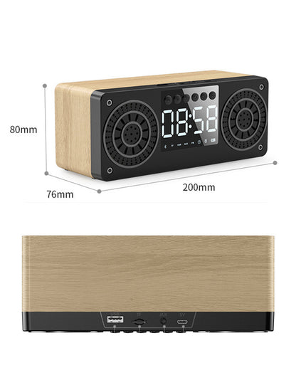 Wood Wireless Speaker With Time Display Alarm Clock