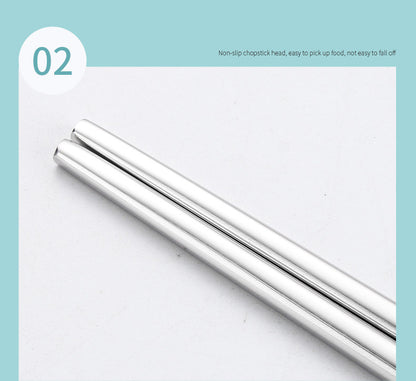 6-Piece 304 Stainless Steel Flatware Spoon Chopsticks Fork Straw Tableware Set W/Felt Bag