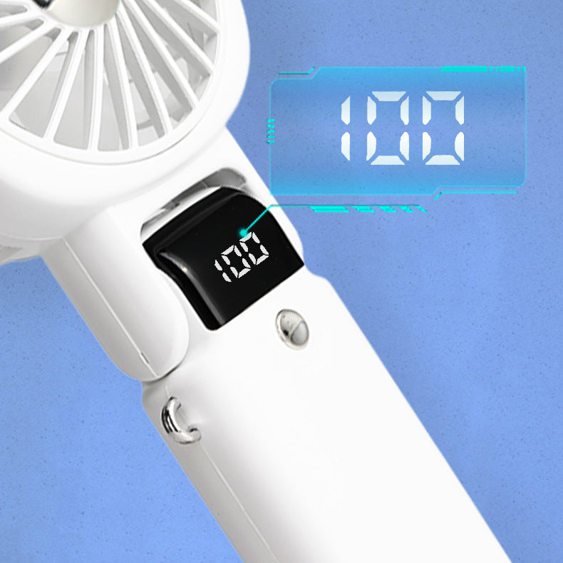 Rechargeable Mini Fan Handheld Fan Neck Fan With Battery Display Phone Stand With Lanyard