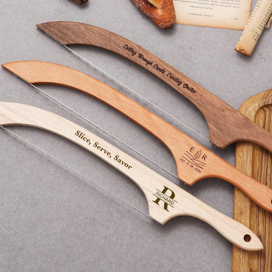 Wooden Bread Bow Knife, Bread Cutter Slicer for Homemade Bread, Sourdough Bread Saw for Even Slicing