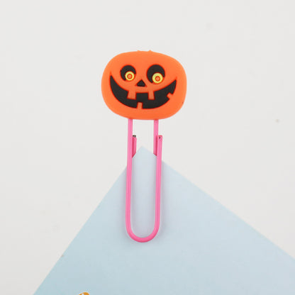 Halloween Pumpkin Bookmark PVC Paper Clip Custom Top Paper Clamp