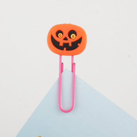 Halloween Pumpkin Bookmark PVC Paper Clip Custom Top Paper Clamp