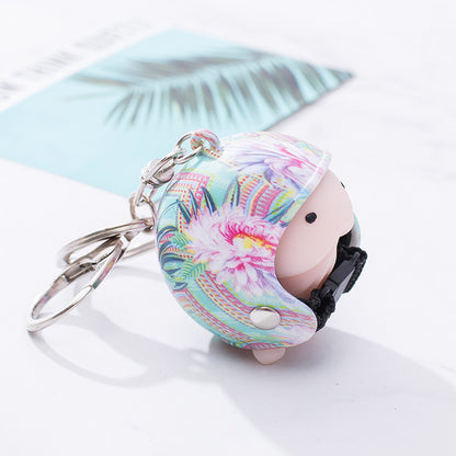 Custom Flower Motorcycle Helmet Keychain Phone Pendant Bag Keyring Bag Pendant Charm Accessories