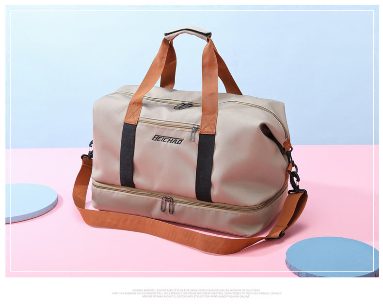 Travel Duffel Bag Oxford Tote Bag Sport Gym Bag Swimming Bag with Shoe Pouch&Wet Pocket
