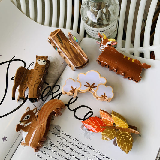 3" Acrylic Farm-Themed Hair Clips Shark Clips