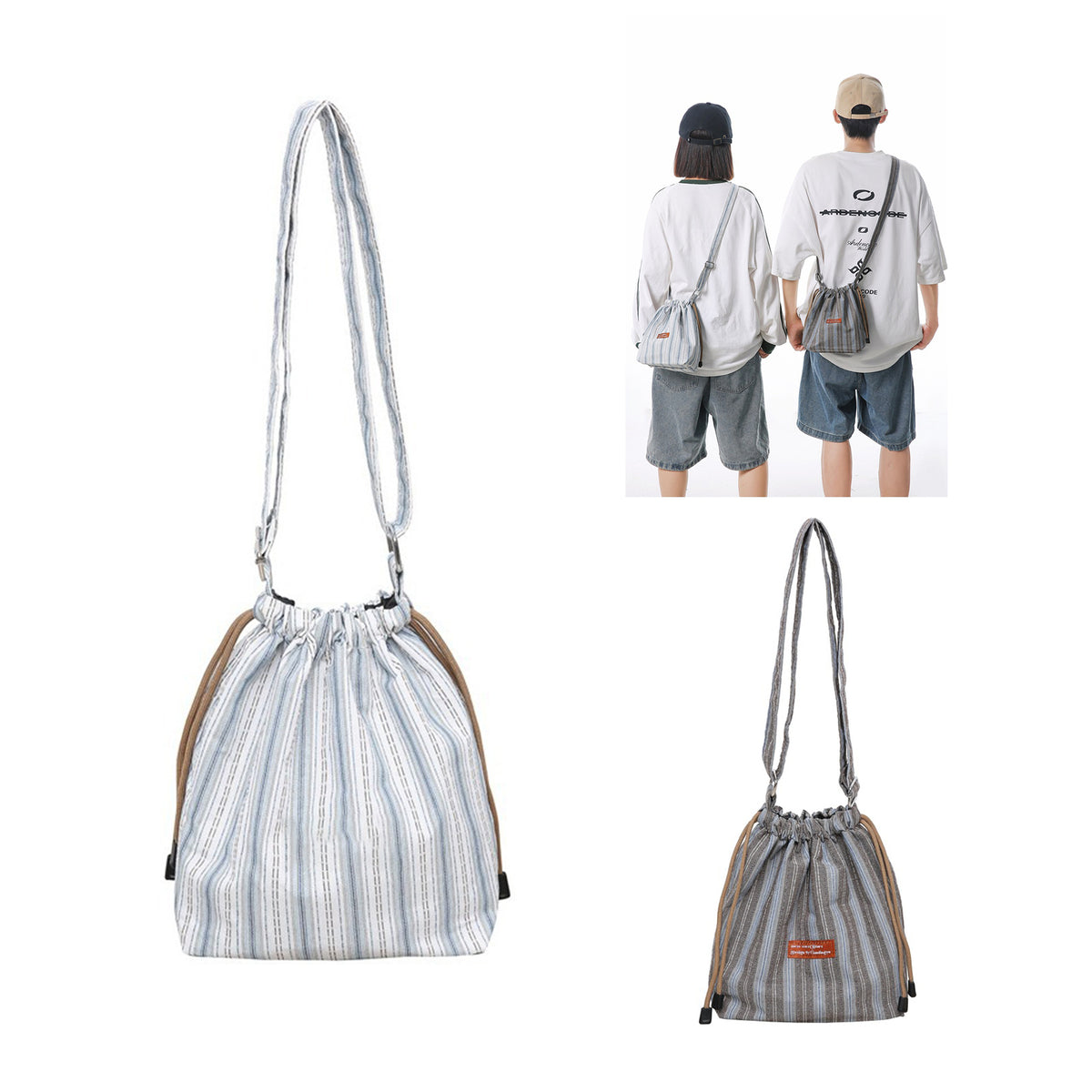 Outdoor Nylon Drawstring Bucket Bag