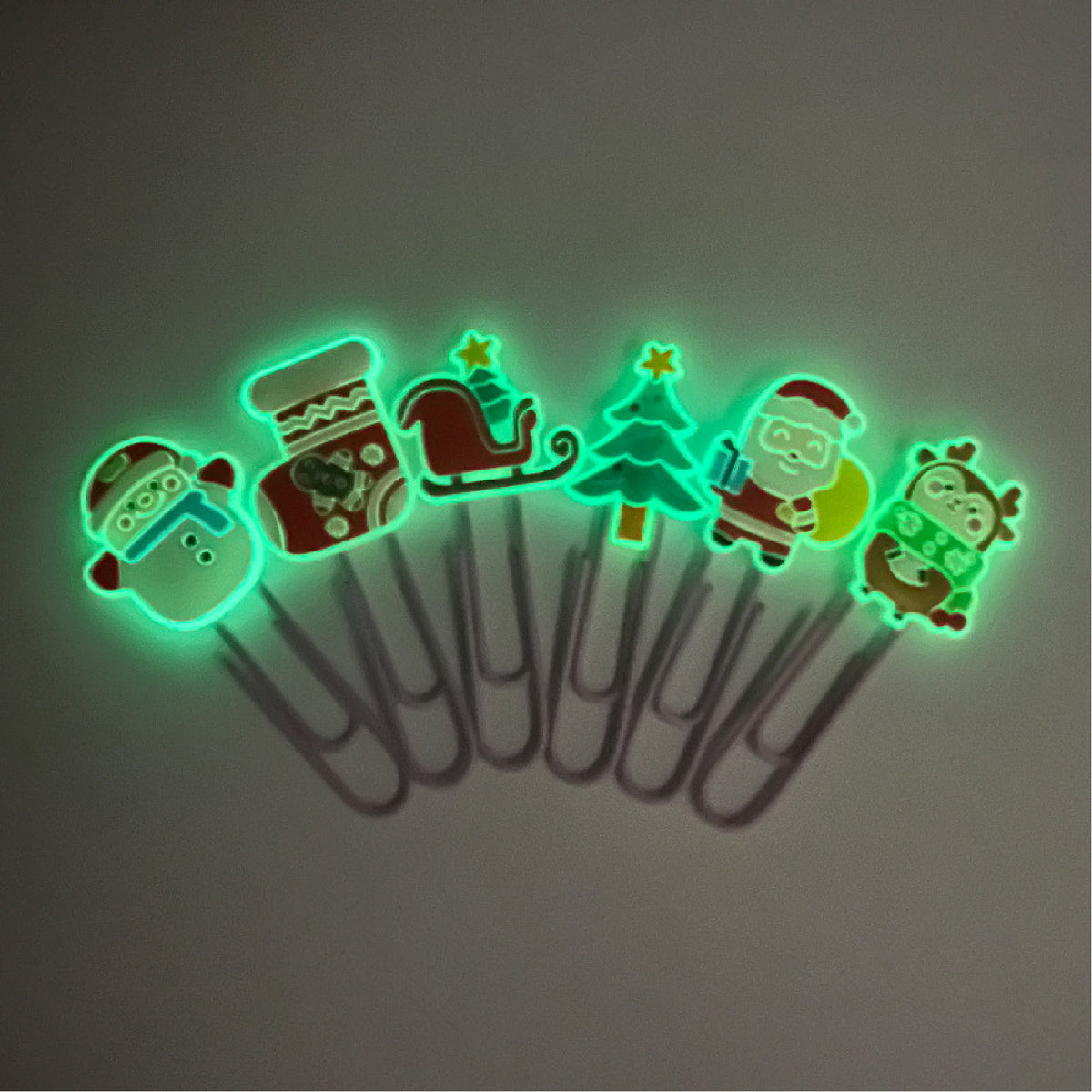Noctilucent Charm Christmas Tree Paper Clip Dark Luminous Charm Custom Shape Bookmark Cute Clip