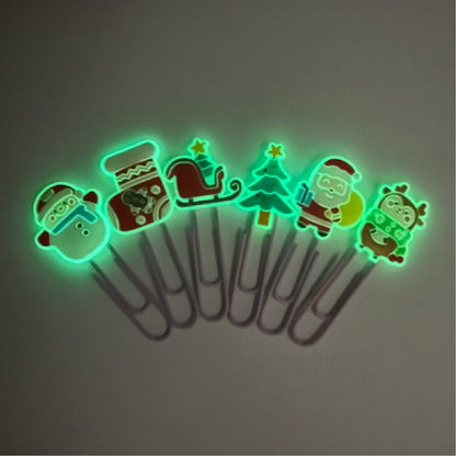 Noctilucent Charm Christmas Tree Paper Clip Dark Luminous Charm Custom Shape Bookmark Cute Clip