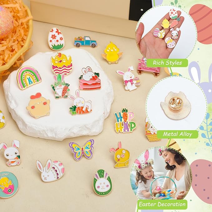 Custom Easter Pins Cute Enamel Lapel Pins Brooch Pin Badge Assorted Bunny Eggs Carrot Butterfly Pin