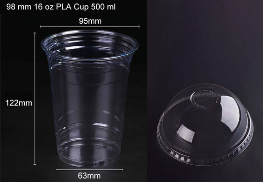 PLA 16 oz Eco-Friendly Clear Cold Cup W/ Dome Cover