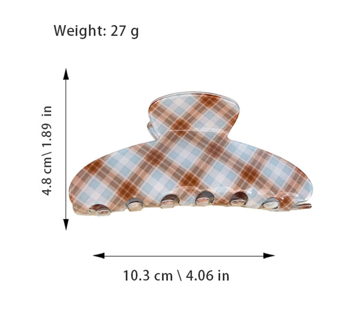 Brown-blue Check Pattern Claw Hair Clips