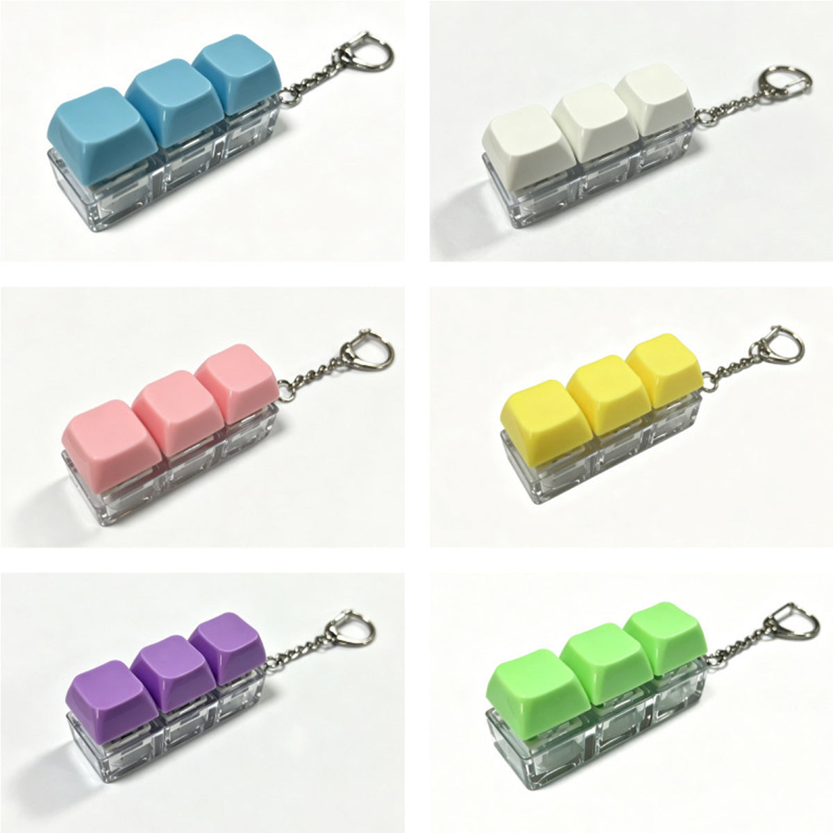 Three Key Mechanical Keyboard Key Button Shape Keychain Stress Relieving Keychain