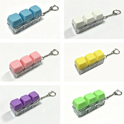 Three Key Mechanical Keyboard Key Button Shape Keychain Stress Relieving Keychain