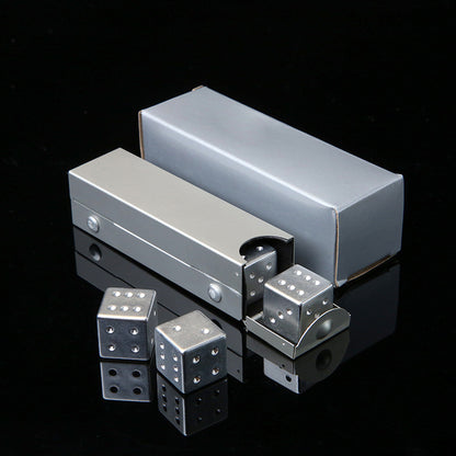 Portable Aluminum Alloy 5 Pcs Dice Game Set w/ Metal Container