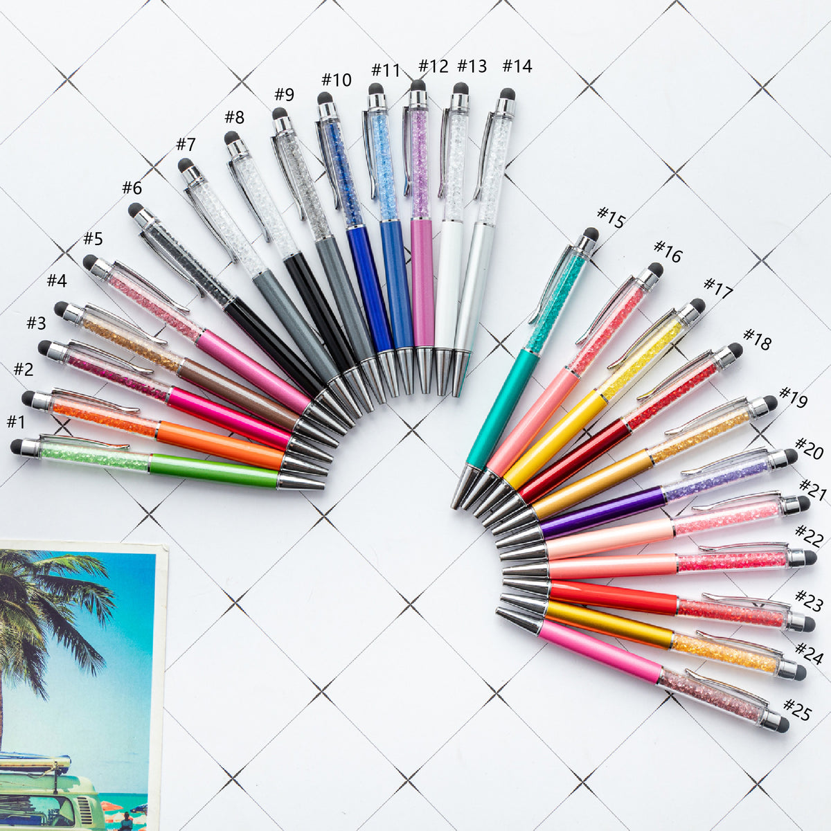 Glitter Crystal Ballpoint Pens with Stylus Top Twist Ballpoint Pen Medium Point Dynamic Crystal Pen