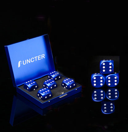 Blue 5 Pcs Metal Dice Game Set w/ Metal Container