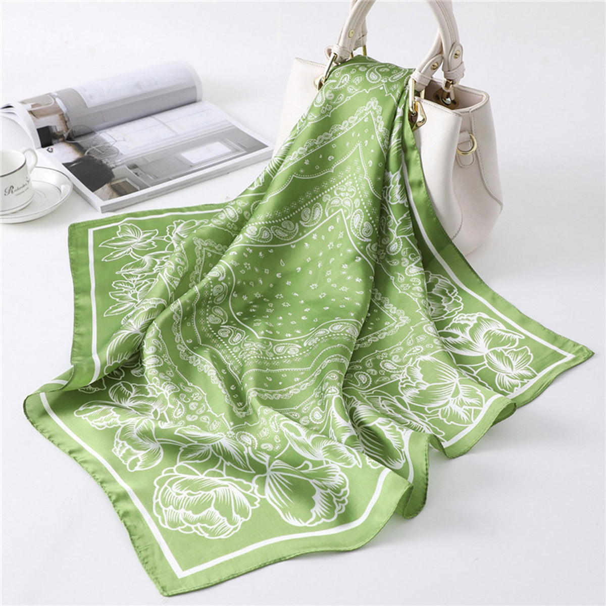 Custom 25.6" x 25.6" Silky Satin Square Scarfs Bandana for Women