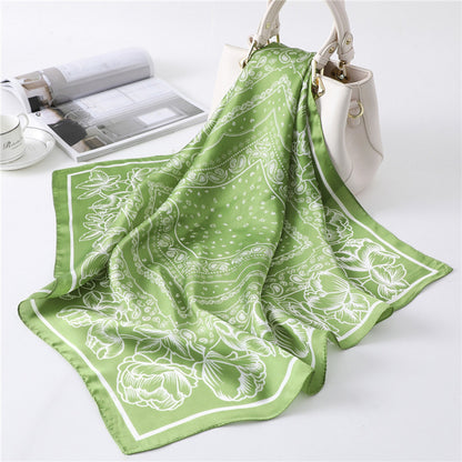 Custom 25.6" x 25.6" Silky Satin Square Scarfs Bandana for Women