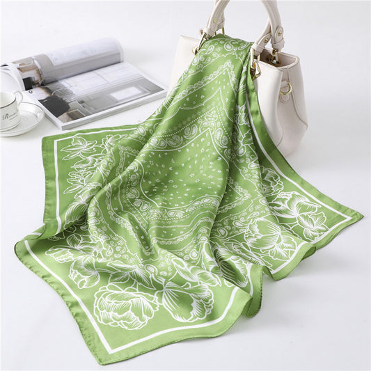 Custom 25.6" x 25.6" Silky Satin Square Scarfs Bandana for Women