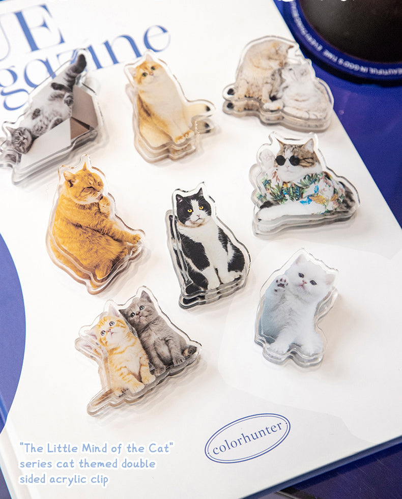 Cute Cat Shaped Acrylic Album Memo Clip Bag Binder Sealing Clip Food Bag Clamp-Two Sides Imprint