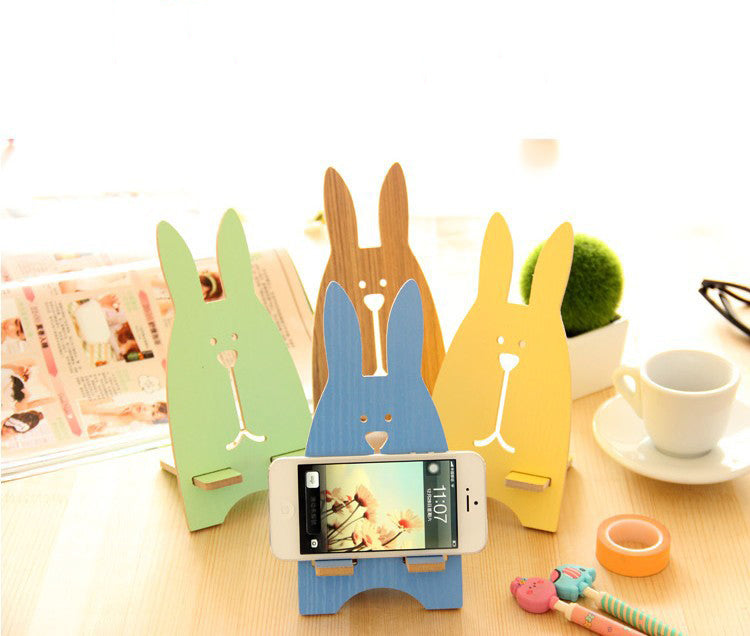 Creative Wooden Adorable Rabbit Shape Phone Stand