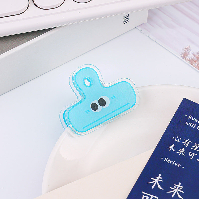 Long Tail Clamps Acrylic Album Memo Clip Bag Binder Sealing Clip Food Bag Clamp-Two Sides Printing