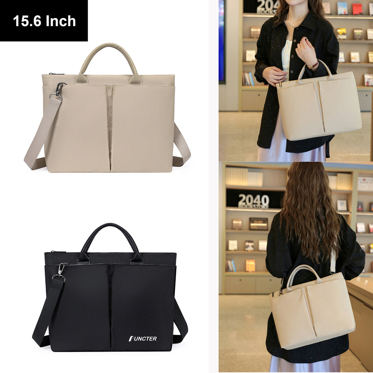 15.6" Laptop Bag Tote Bag Business Work Bag For Women With Carrying Handle And Shoulder Strap