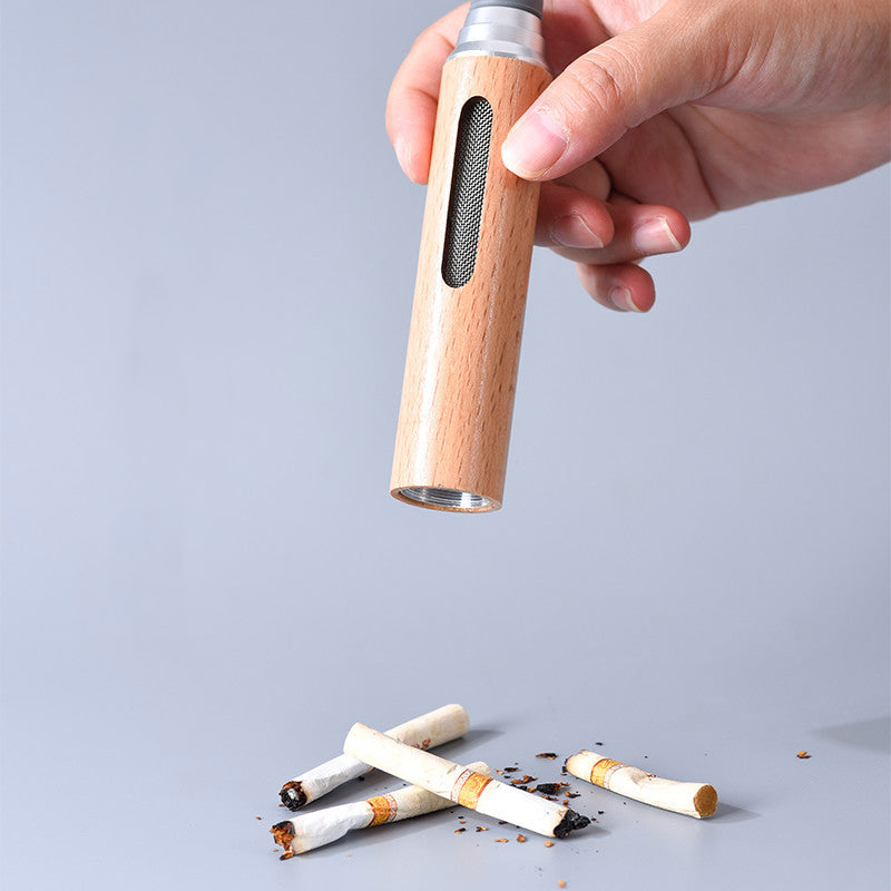 Wooden Portable Spill-proof Car Ashtray Handheld Vehicle Ashtray Holder