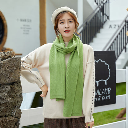 Unisex Long Knitted Plain Scarf - Warm Autumn And Winter Scarf - Tightly-Knitted Core Spun Yarn Scar
